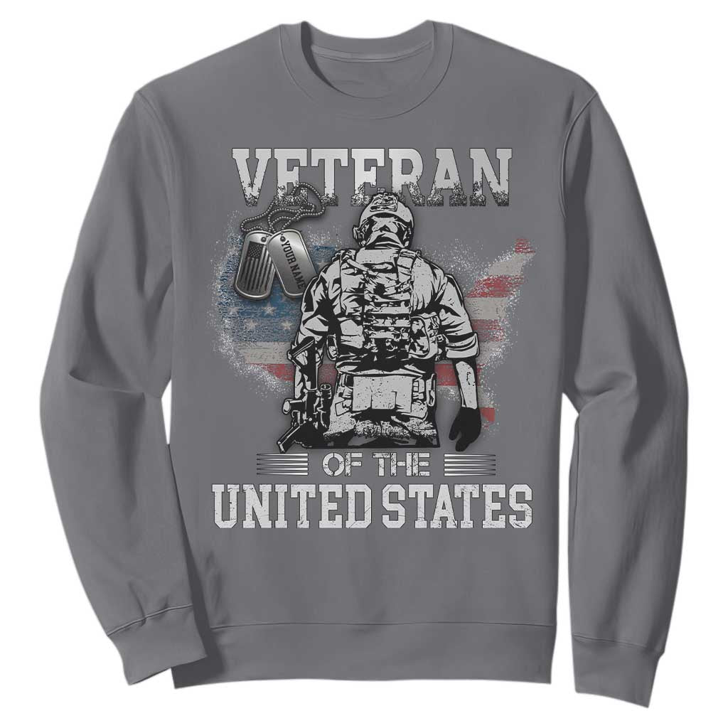 Personalized Veteran Flag Sweatshirt Custom Name Tag U.S. Army TS10 Charcoal Print Your Wear