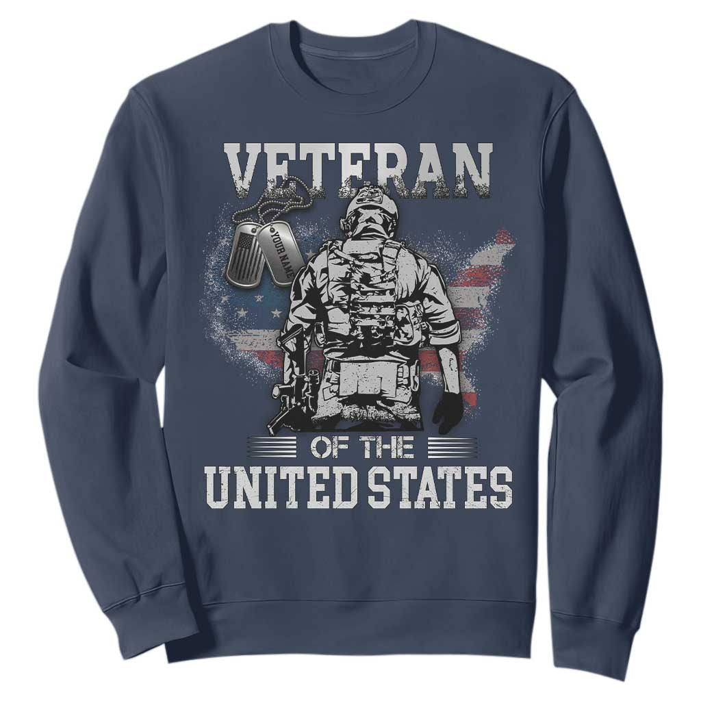 Personalized Veteran Flag Sweatshirt Custom Name Tag U.S. Army TS10 Navy Print Your Wear