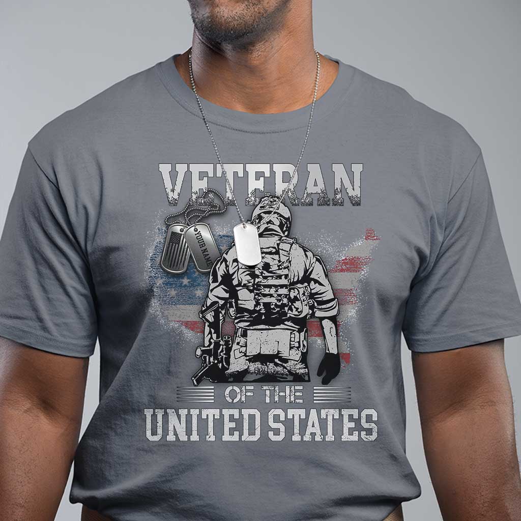 Personalized Veteran Flag T Shirt Custom Name Tag U.S. Army TS10 Charcoal Print Your Wear