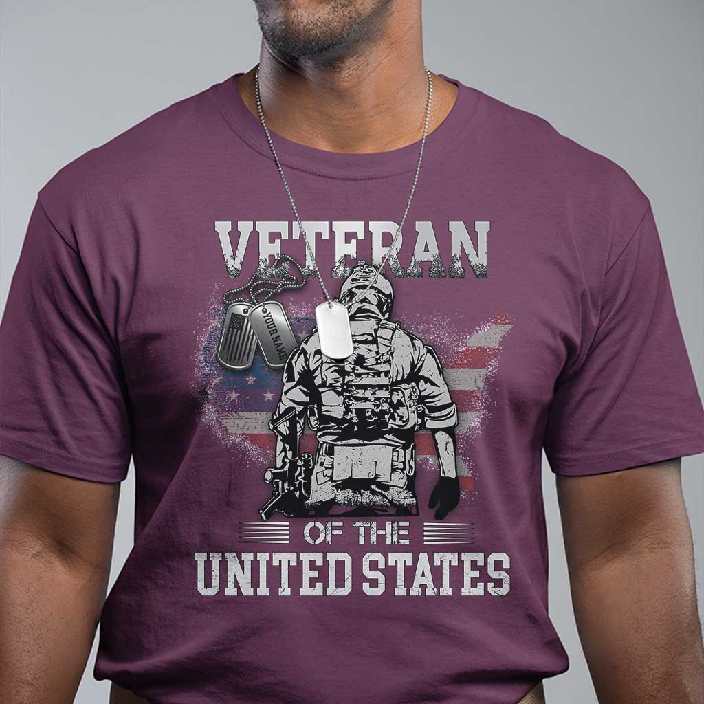 Personalized Veteran Flag T Shirt Custom Name Tag U.S. Army TS10 Maroon Print Your Wear