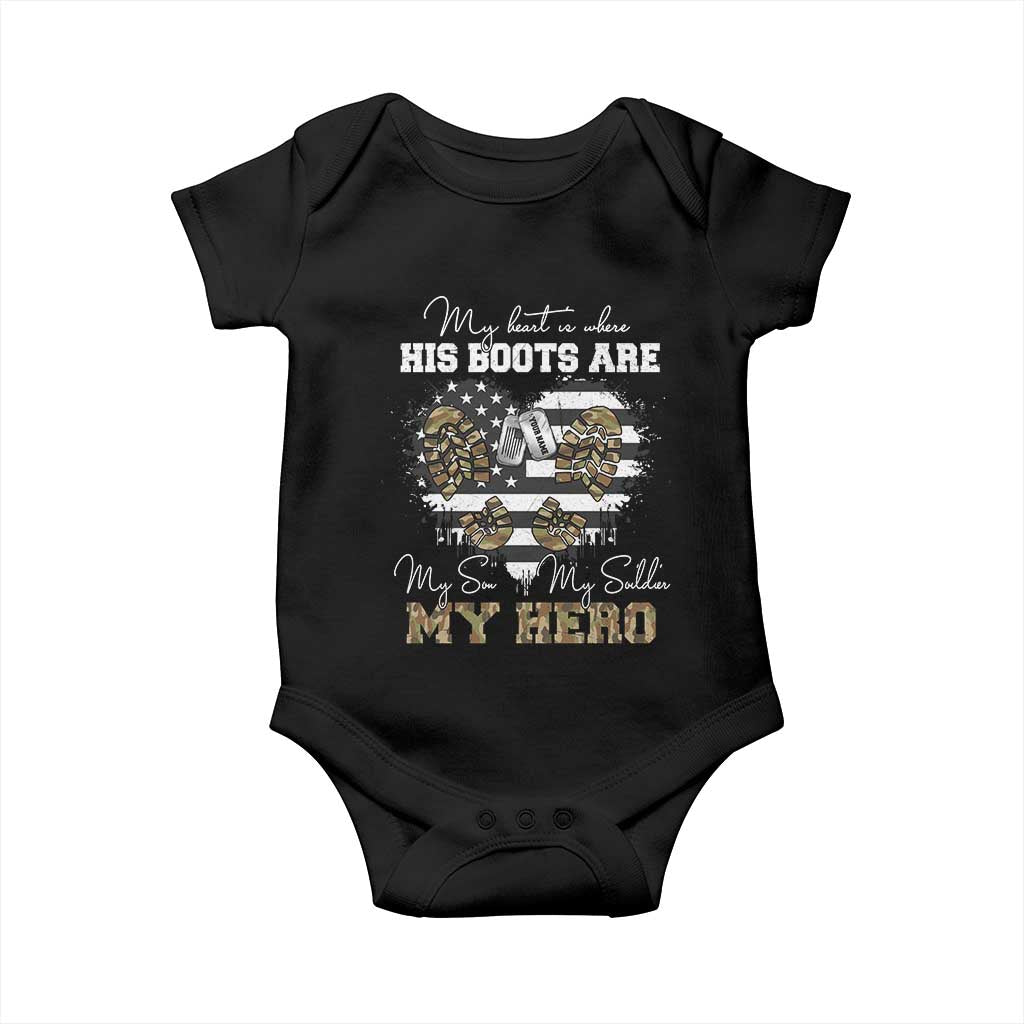 Personalized Army Mom Baby Onesie Custom Name Proud Military Family US Flag TS10 Black Print Your Wear