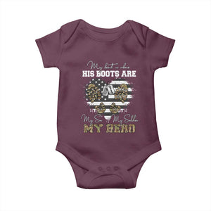 Personalized Army Mom Baby Onesie Custom Name Proud Military Family US Flag TS10 Maroon Print Your Wear
