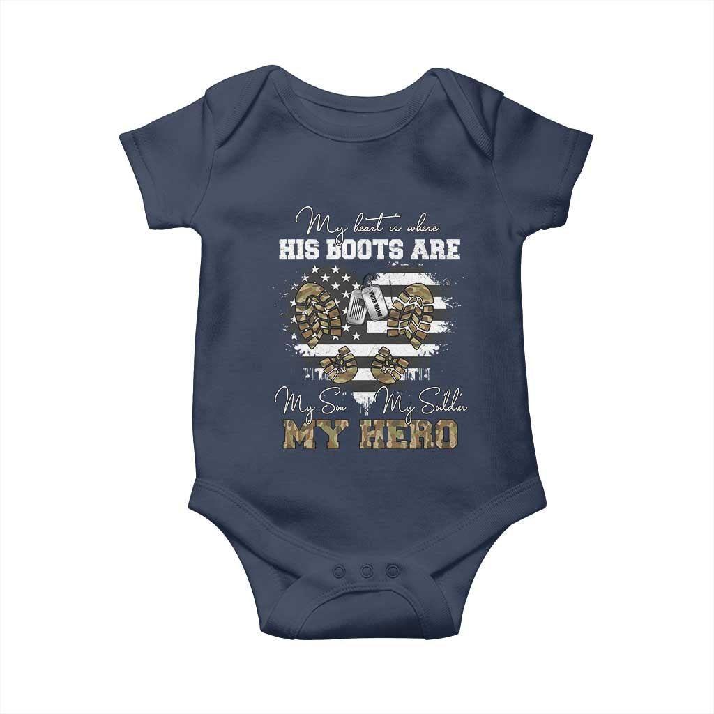 Personalized Army Mom Baby Onesie Custom Name Proud Military Family US Flag TS10 Navy Print Your Wear