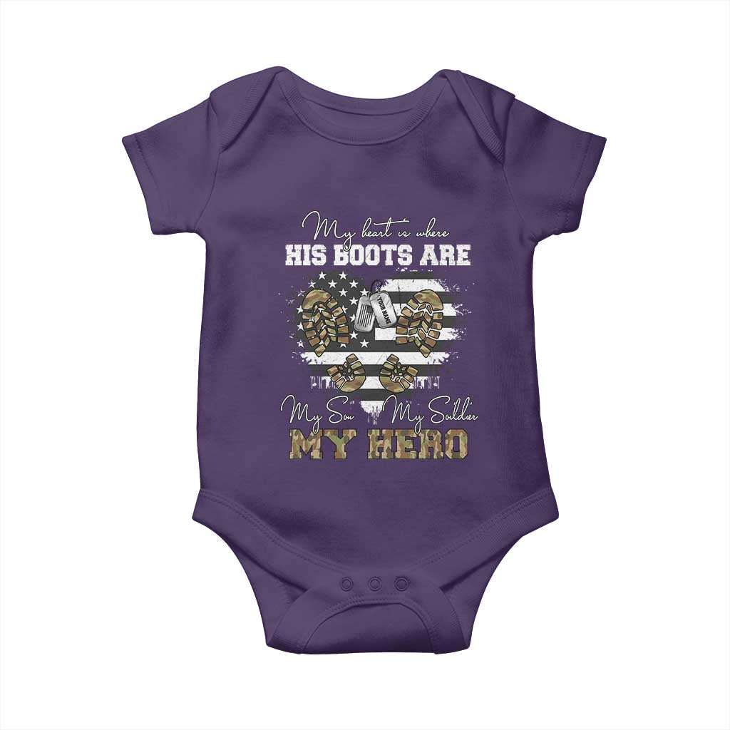 Personalized Army Mom Baby Onesie Custom Name Proud Military Family US Flag TS10 Purple Print Your Wear