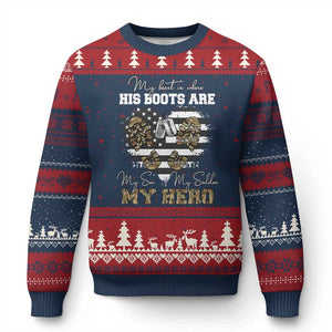 Personalized Army Mom Ugly Christmas Sweater Custom Name Proud Military Family US Flag TS10 Navy Red Print Your Wear