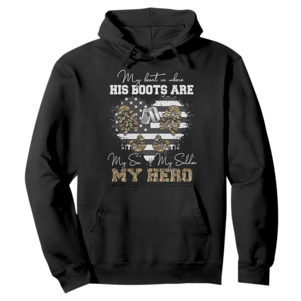 Personalized Army Mom Hoodie Custom Name Proud Military Family US Flag TS10 Black Print Your Wear