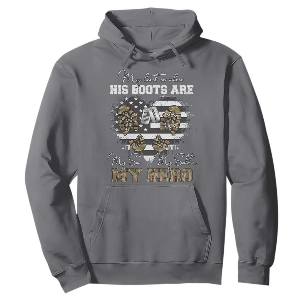 Personalized Army Mom Hoodie Custom Name Proud Military Family US Flag TS10 Charcoal Print Your Wear