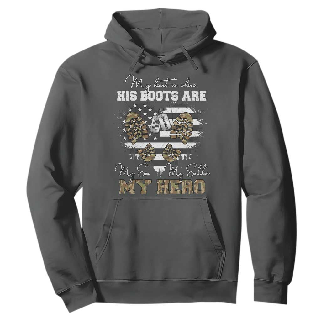 Personalized Army Mom Hoodie Custom Name Proud Military Family US Flag TS10 Dark Heather Print Your Wear