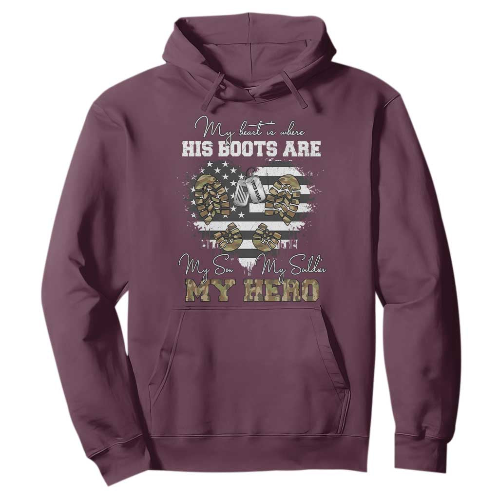 Personalized Army Mom Hoodie Custom Name Proud Military Family US Flag TS10 Maroon Print Your Wear