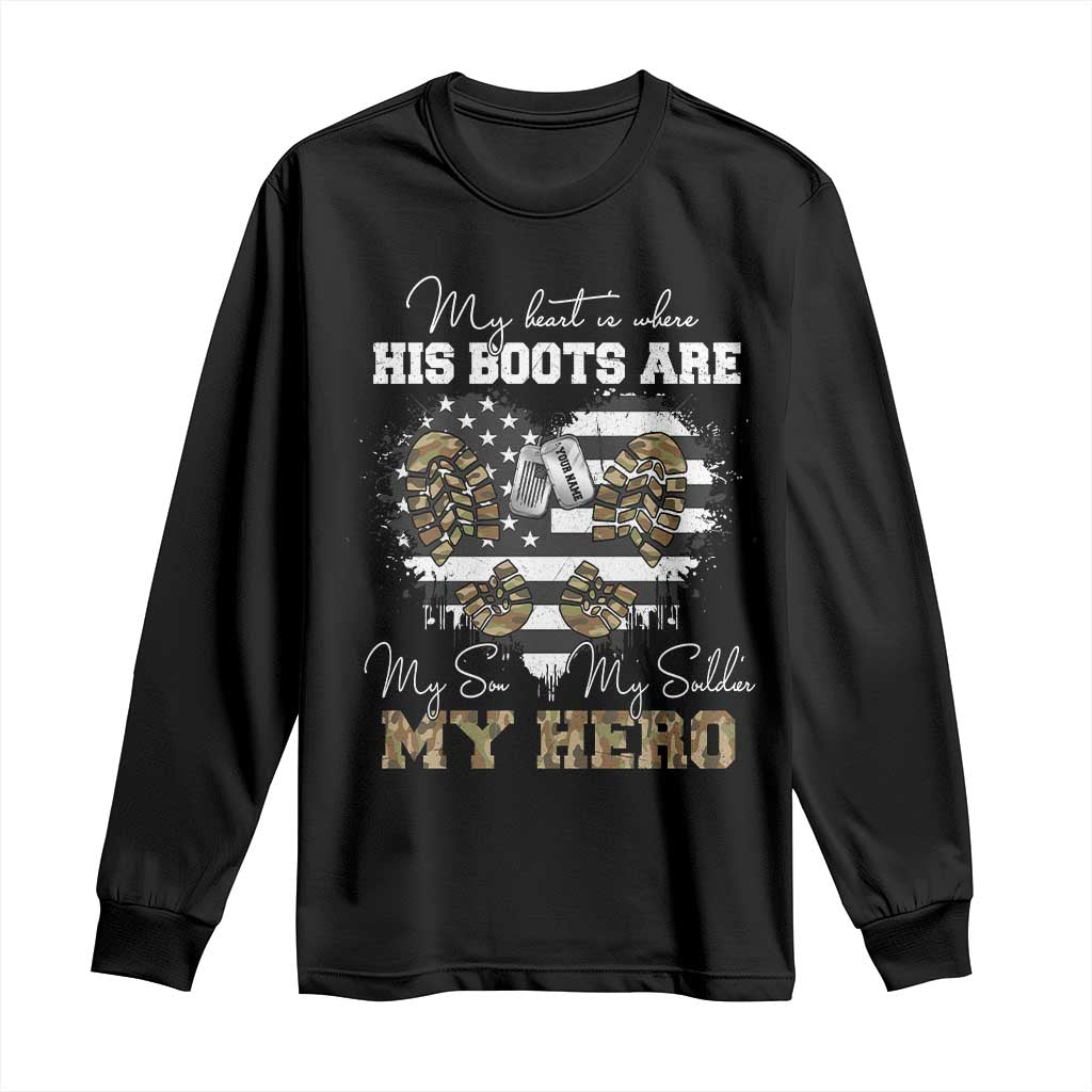 Personalized Army Mom Long Sleeve Shirt Custom Name Proud Military Family US Flag TS10 Black Print Your Wear