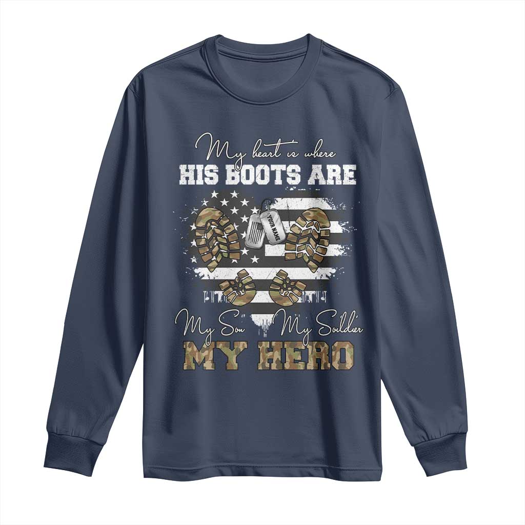 Personalized Army Mom Long Sleeve Shirt Custom Name Proud Military Family US Flag TS10 Navy Print Your Wear