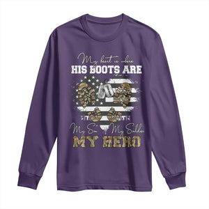 Personalized Army Mom Long Sleeve Shirt Custom Name Proud Military Family US Flag TS10 Purple Print Your Wear