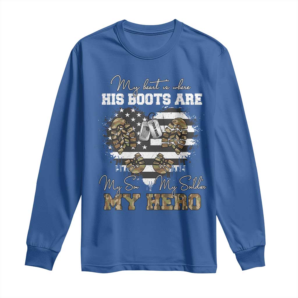 Personalized Army Mom Long Sleeve Shirt Custom Name Proud Military Family US Flag TS10 Royal Blue Print Your Wear