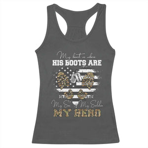 Personalized Army Mom Racerback Tank Top Custom Name Proud Military Family US Flag TS10 Dark Heather Print Your Wear
