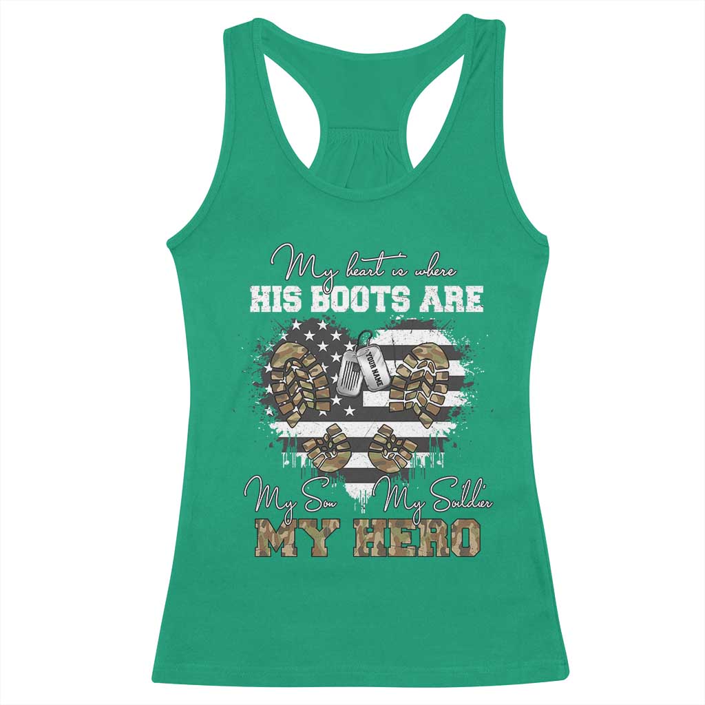 Personalized Army Mom Racerback Tank Top Custom Name Proud Military Family US Flag TS10 Irish Green Print Your Wear