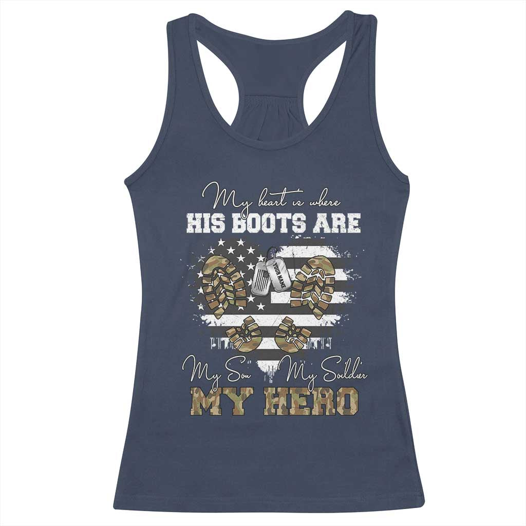 Personalized Army Mom Racerback Tank Top Custom Name Proud Military Family US Flag TS10 Navy Print Your Wear