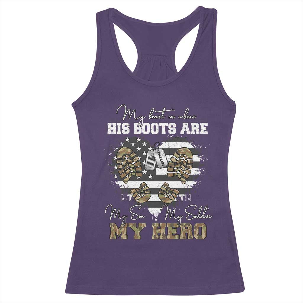 Personalized Army Mom Racerback Tank Top Custom Name Proud Military Family US Flag TS10 Purple Print Your Wear