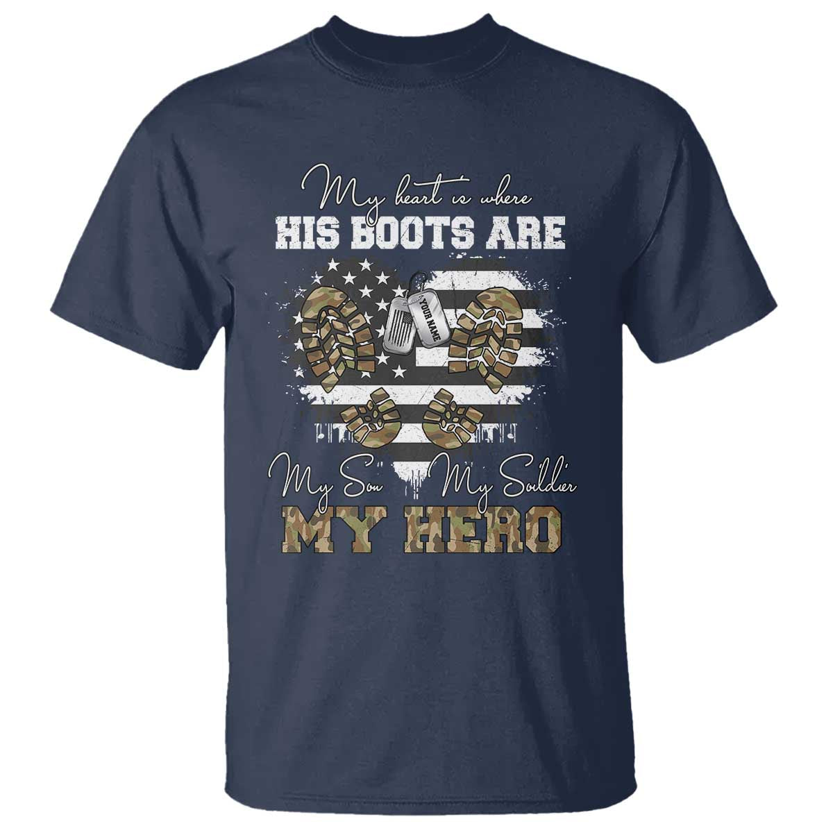 Personalized Army Mom T Shirt Custom Name Proud Military Family US Flag TS10 Navy Print Your Wear