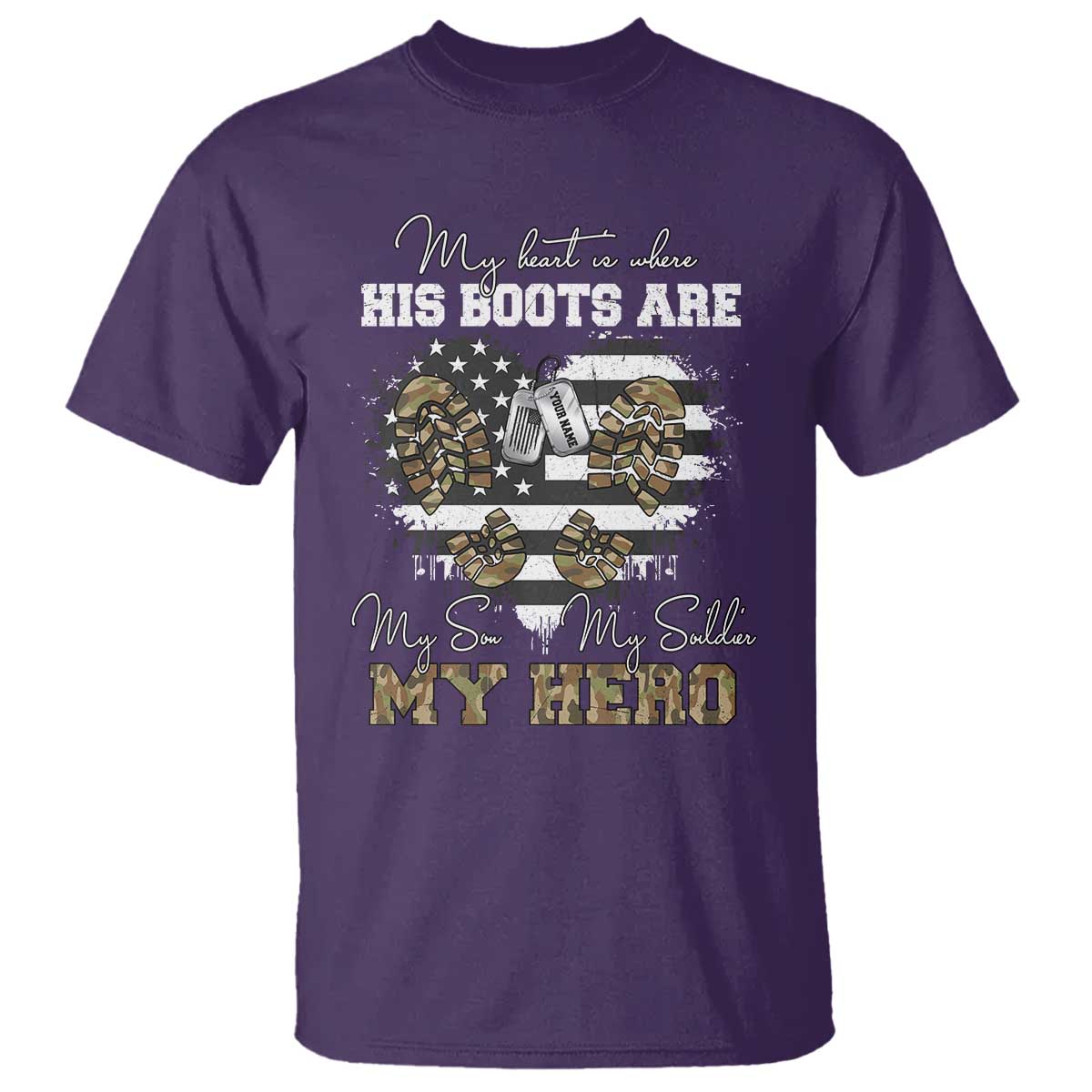 Personalized Army Mom T Shirt Custom Name Proud Military Family US Flag TS10 Purple Print Your Wear