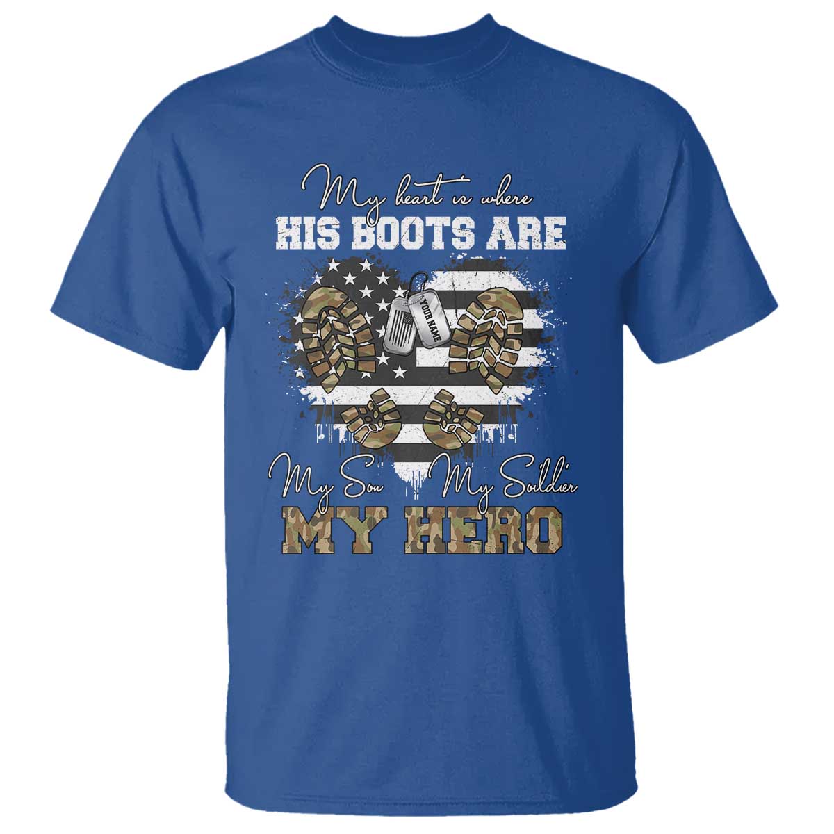 Personalized Army Mom T Shirt Custom Name Proud Military Family US Flag TS10 Royal Blue Print Your Wear