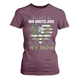 Personalized Army Mom T Shirt For Women Custom Name Proud Military Family US Flag TS10 Maroon Print Your Wear