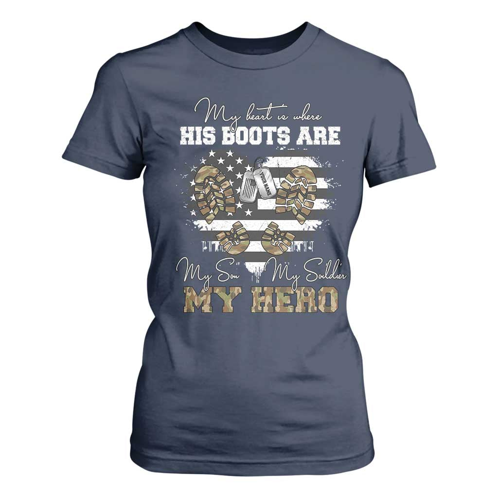 Personalized Army Mom T Shirt For Women Custom Name Proud Military Family US Flag TS10 Navy Print Your Wear