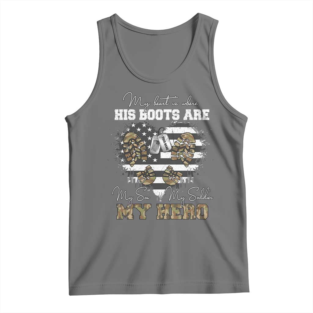 Personalized Army Mom Tank Top Custom Name Proud Military Family US Flag TS10 Black Heather Print Your Wear