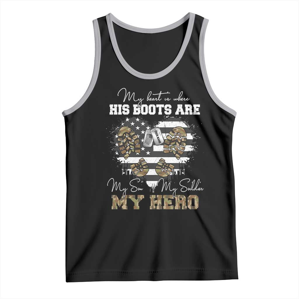 Personalized Army Mom Tank Top Custom Name Proud Military Family US Flag TS10 Black Athletic Heather Print Your Wear