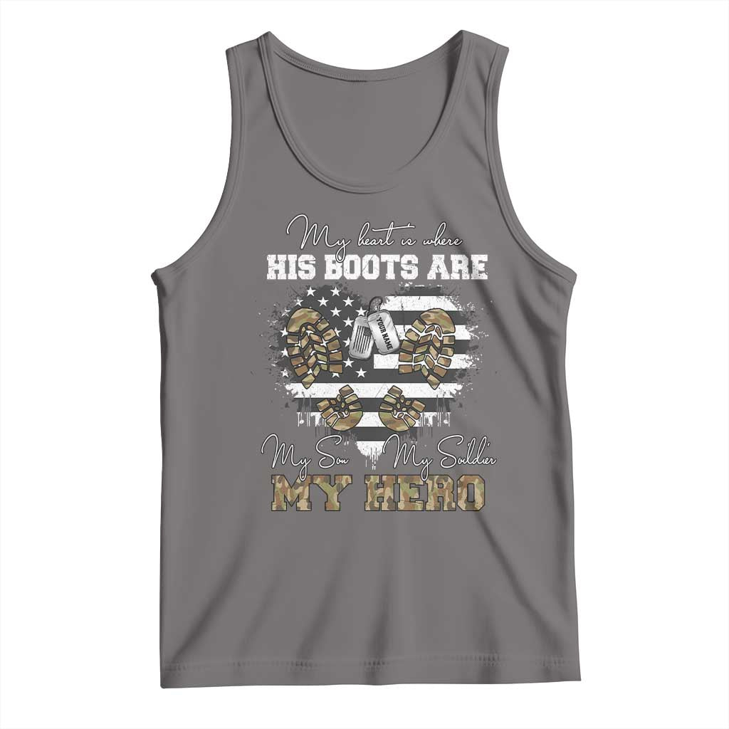 Personalized Army Mom Tank Top Custom Name Proud Military Family US Flag TS10 Deep Heather Print Your Wear