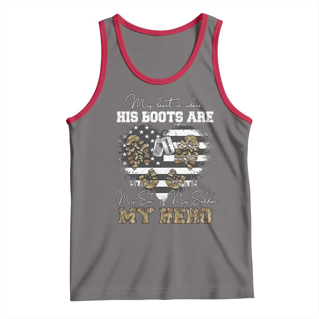 Personalized Army Mom Tank Top Custom Name Proud Military Family US Flag TS10 Deep Heather Red Print Your Wear