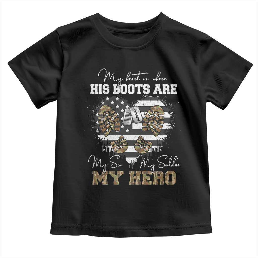 Personalized Army Mom Toddler T Shirt Custom Name Proud Military Family US Flag TS10 Black Print Your Wear