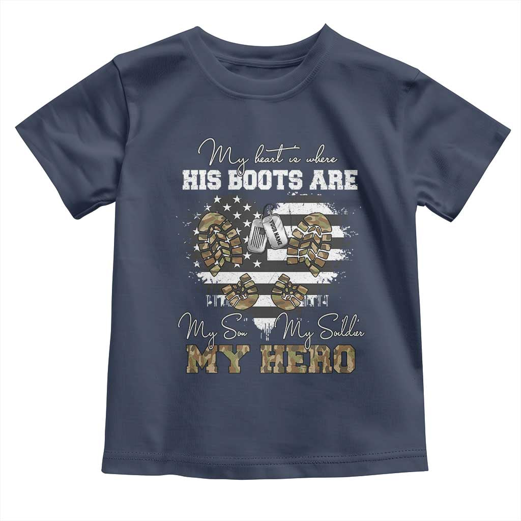 Personalized Army Mom Toddler T Shirt Custom Name Proud Military Family US Flag TS10 Navy Print Your Wear