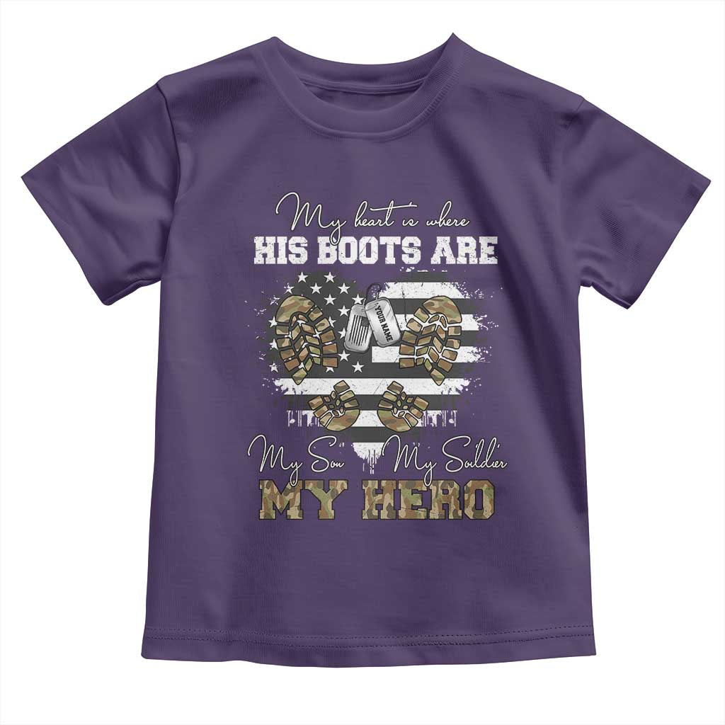 Personalized Army Mom Toddler T Shirt Custom Name Proud Military Family US Flag TS10 Purple Print Your Wear