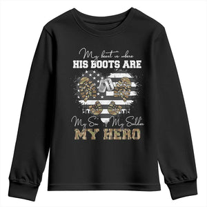 Personalized Army Mom Youth Sweatshirt Custom Name Proud Military Family US Flag TS10 Black Print Your Wear