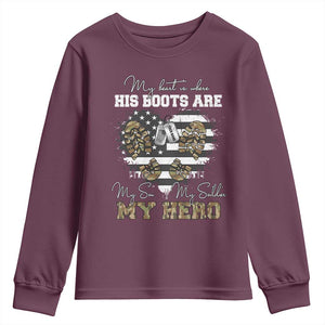 Personalized Army Mom Youth Sweatshirt Custom Name Proud Military Family US Flag TS10 Maroon Print Your Wear