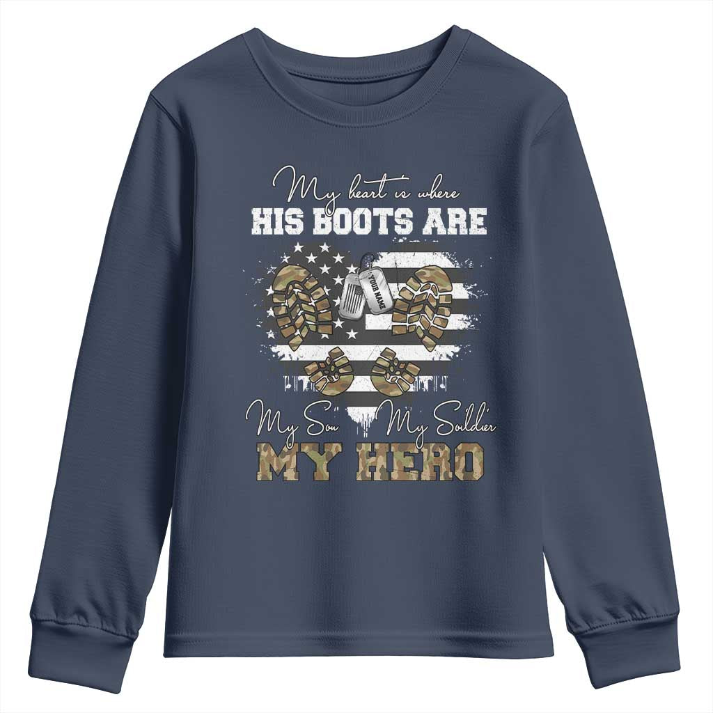 Personalized Army Mom Youth Sweatshirt Custom Name Proud Military Family US Flag TS10 Navy Print Your Wear