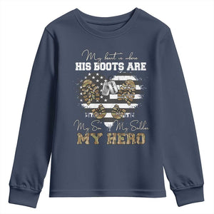 Personalized Army Mom Youth Sweatshirt Custom Name Proud Military Family US Flag TS10 Navy Print Your Wear