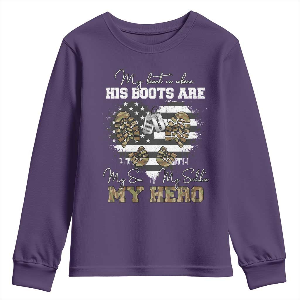 Personalized Army Mom Youth Sweatshirt Custom Name Proud Military Family US Flag TS10 Purple Print Your Wear