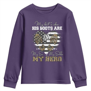 Personalized Army Mom Youth Sweatshirt Custom Name Proud Military Family US Flag TS10 Purple Print Your Wear