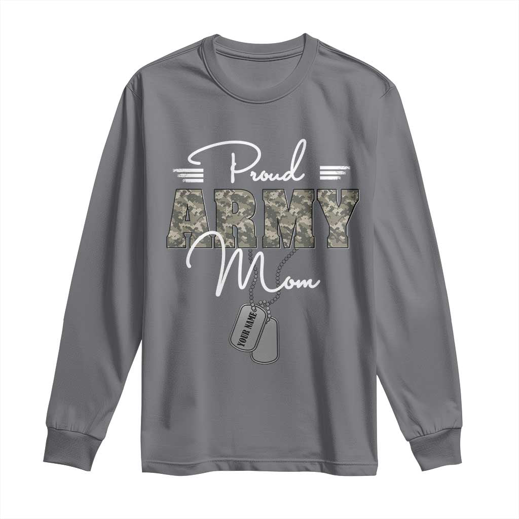 Personalized Army Family Long Sleeve Shirt Custom Name Tag Proud Army Mom Military Camo TS10 Charcoal Print Your Wear