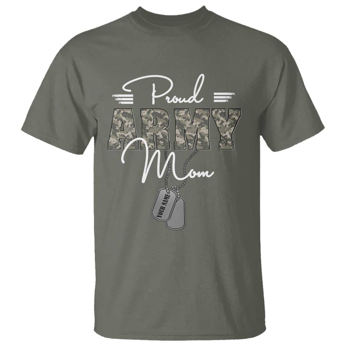 Personalized Army Family T Shirt Custom Name Tag Proud Army Mom Military Camo TS10 Military Green Print Your Wear