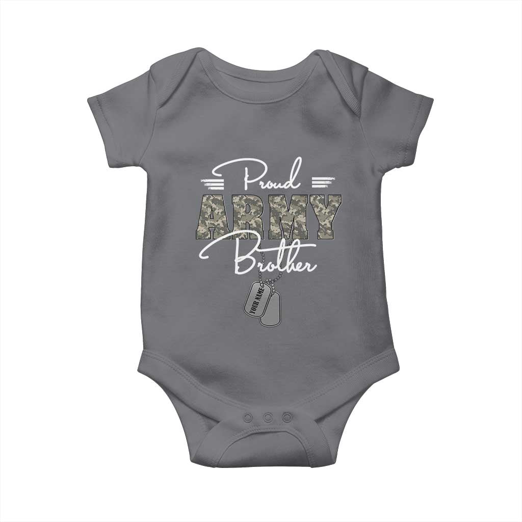 Personalized Army Family Baby Onesie Custom Name Tag Proud Army Brother Military Camo TS10 Charcoal Print Your Wear