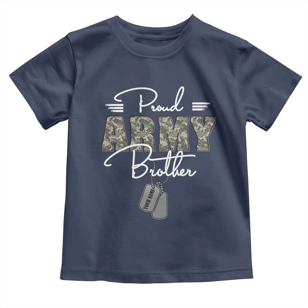 Personalized Army Family Baby Shirt Custom Name Tag Proud Army Brother Military Camo TS10 Navy Print Your Wear