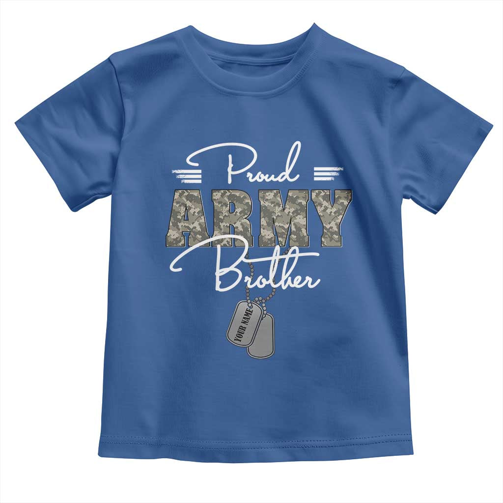 Personalized Army Family Baby Shirt Custom Name Tag Proud Army Brother Military Camo TS10 Royal Blue Print Your Wear