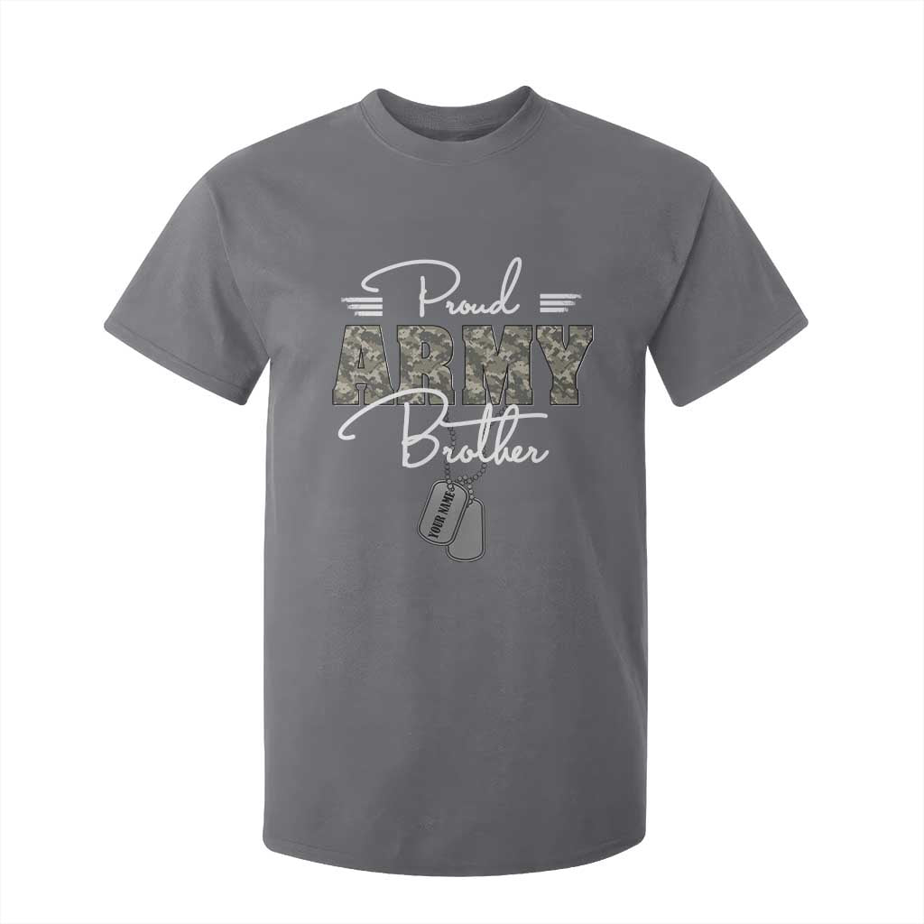 Personalized Army Family T Shirt For Kid Custom Name Tag Proud Army Brother Military Camo TS10 Charcoal Print Your Wear