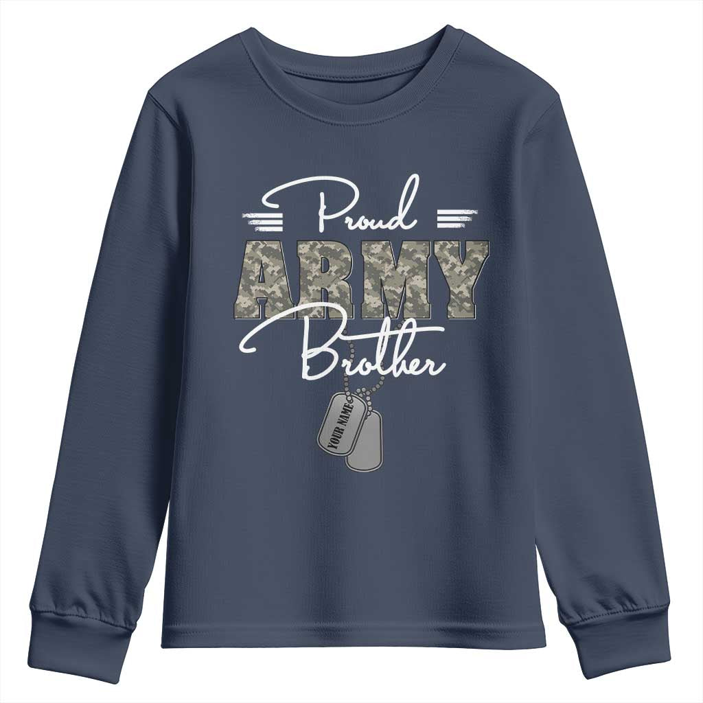 Personalized Army Family Youth Sweatshirt Custom Name Tag Proud Army Brother Military Camo TS10 Navy Print Your Wear
