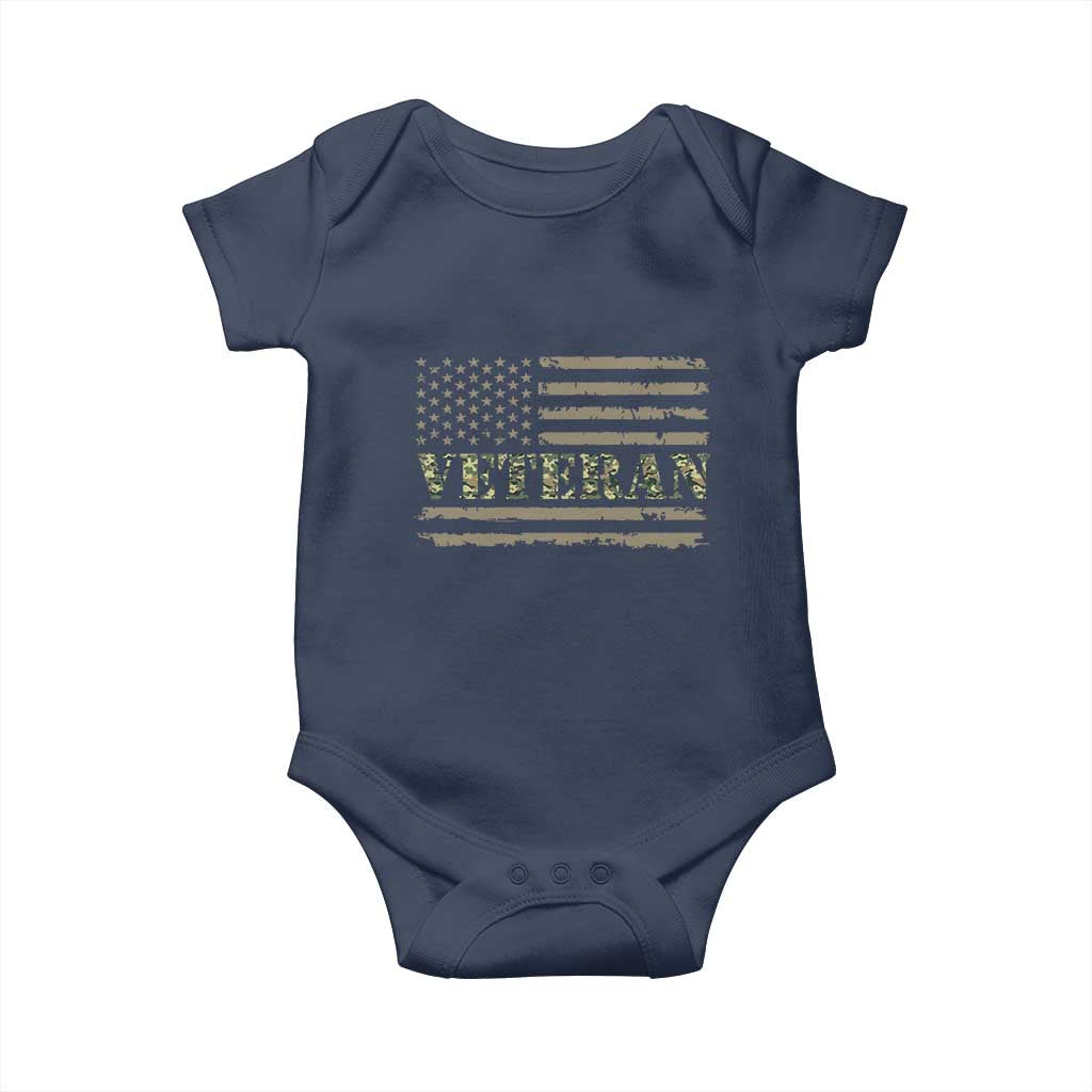Veteran Baby Onesie Retro Patriotic Army Camouflage US Flag TS10 Navy Print Your Wear