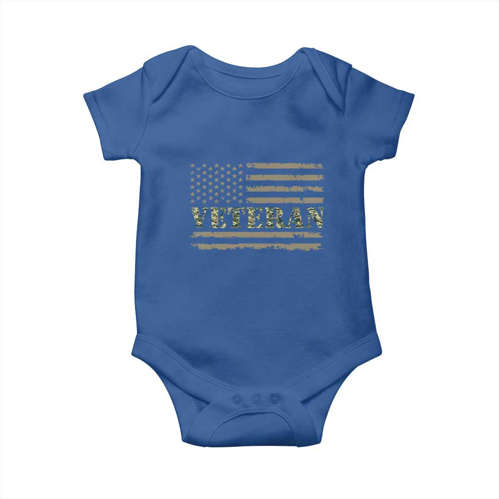 Veteran Baby Onesie Retro Patriotic Army Camouflage US Flag TS10 Royal Blue Print Your Wear