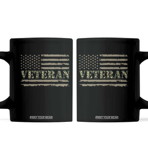 Veteran Coffee Mug Retro Patriotic Army Camouflage US Flag TS10 Black Print Your Wear