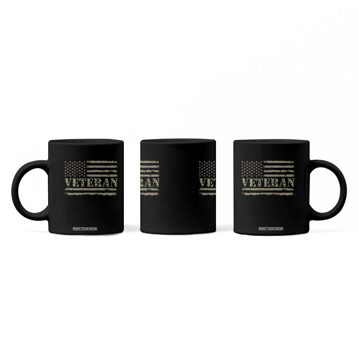 Veteran Coffee Mug Retro Patriotic Army Camouflage US Flag TS10 Print Your Wear